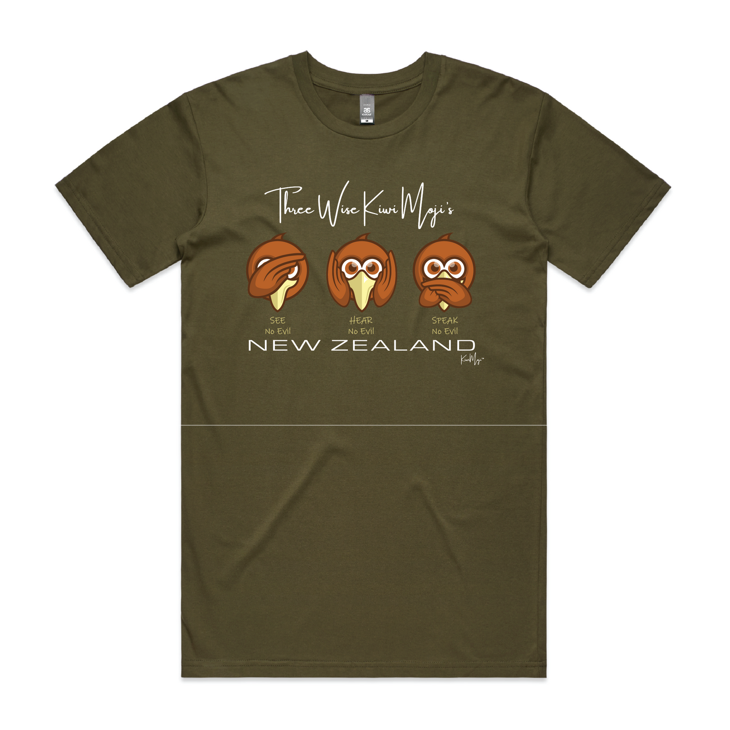 3 Wise KiwiMoji Unisex Embroided Tee