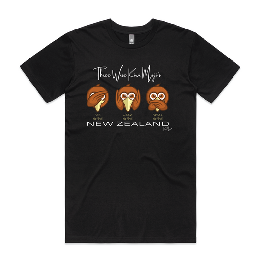 3 Wise KiwiMoji Unisex Embroided Tee