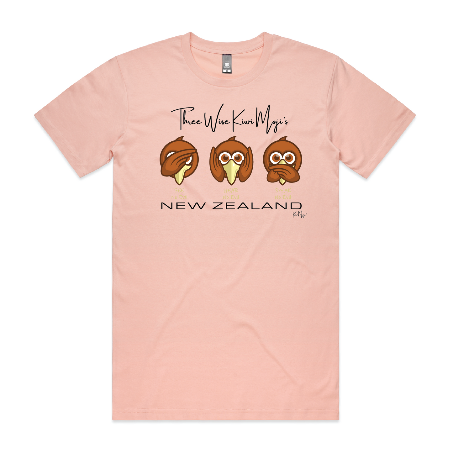 3 Wise KiwiMoji Unisex Embroided Tee