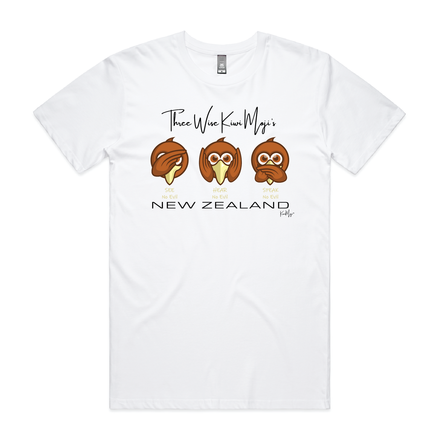 3 Wise KiwiMoji Unisex Embroided Tee