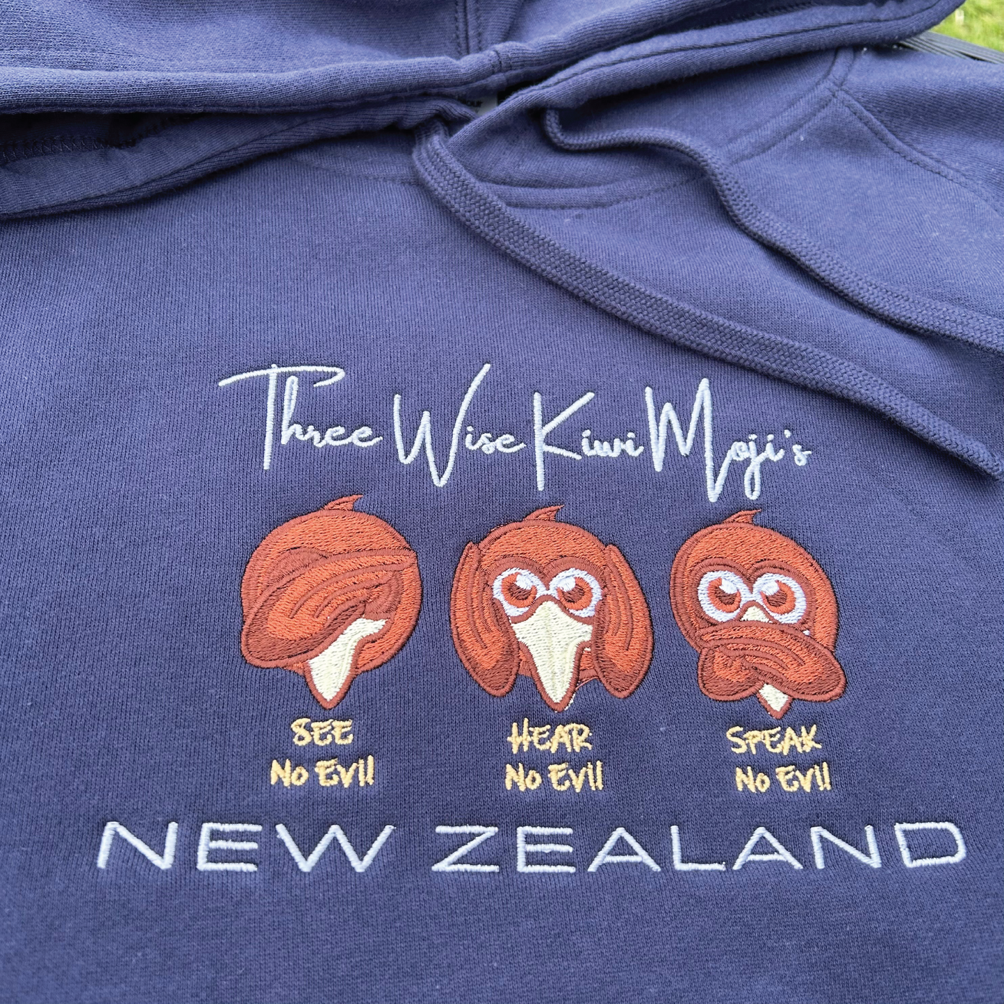 3 Wise KiwiMoji Unisex Embroidered Hoodie