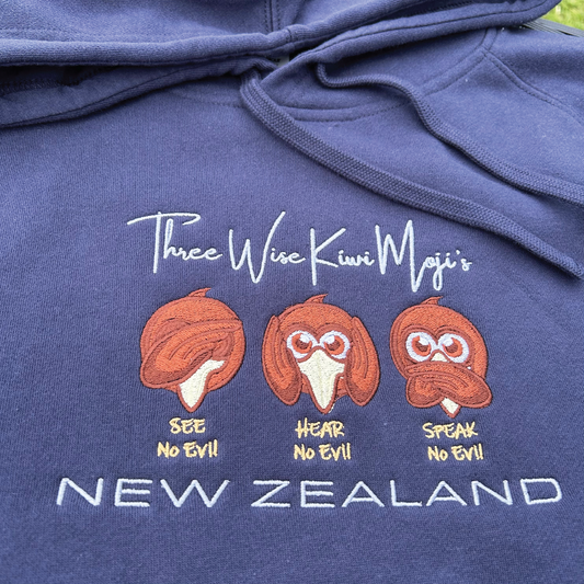 3 Wise KiwiMoji Unisex Embroidered Hoodie