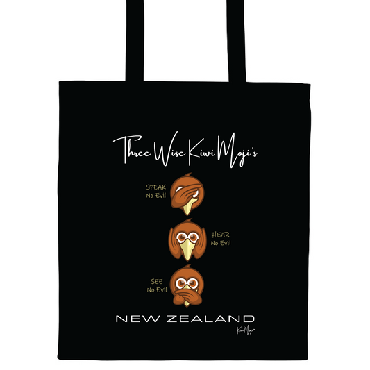 Cotton Tote Bag 3 Wise KiwiMoji's